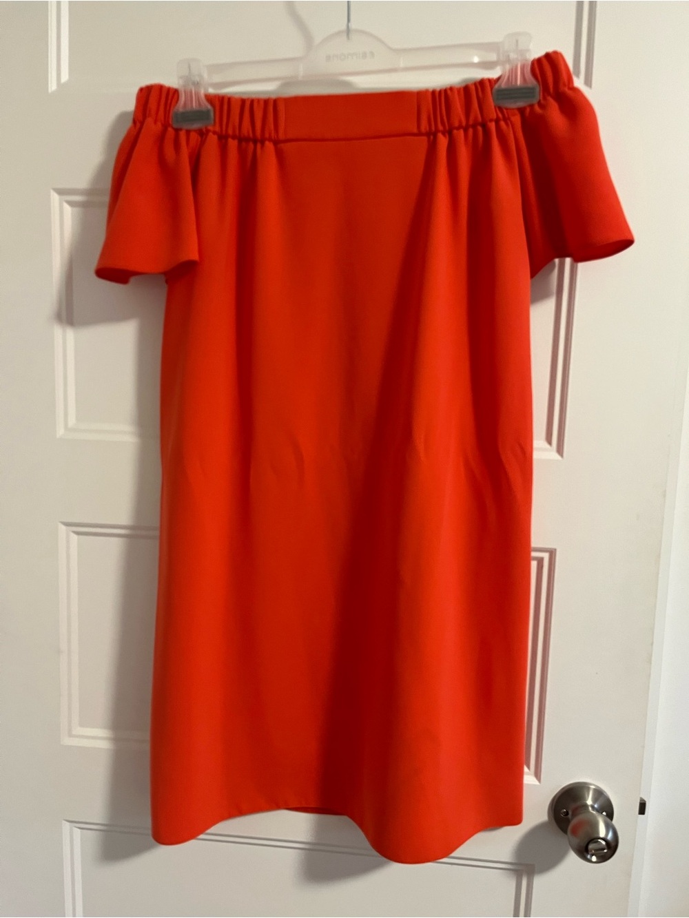 Topshop Off-Shoulder Bright Orange Shift Dress